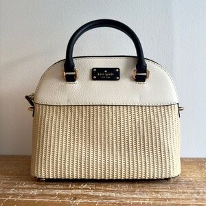 Kate Spade Grove Street Straw Black White Colorblock Mini Carli Satchel Purse